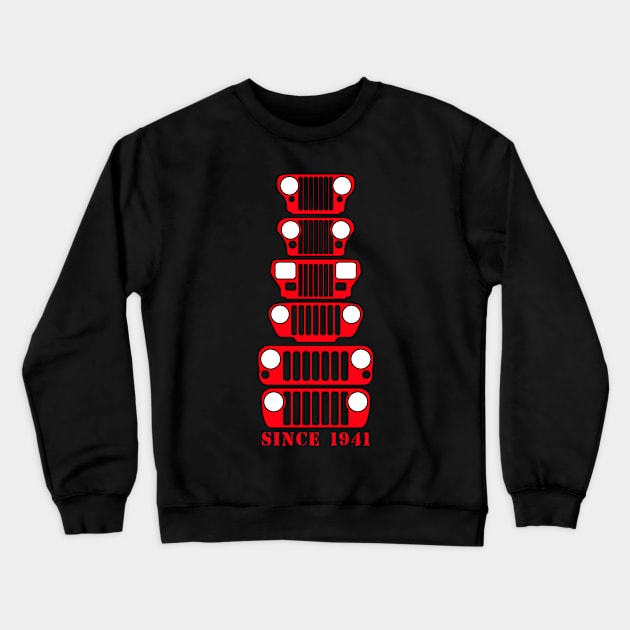 Jeep Grills Red Logo Crewneck Sweatshirt by Caloosa Jeepers 